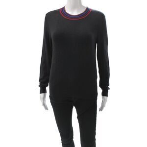 Splendid Women Pullover Sweater Black Crew Neck Long Sleeve Solid Size S